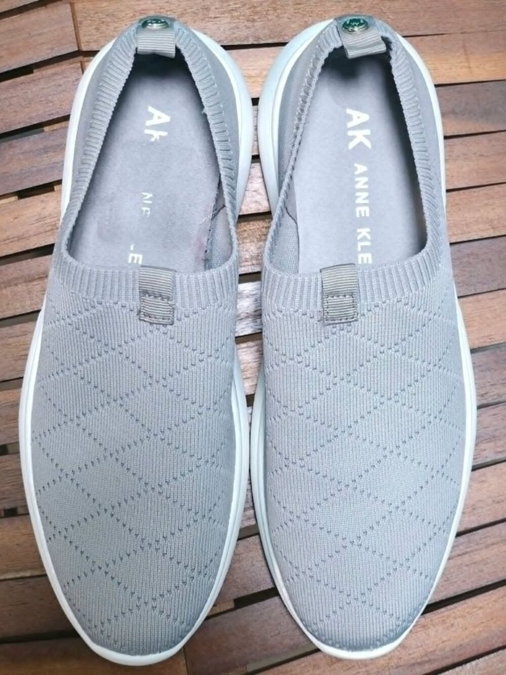 Anne Klein Aktina Memory Foam Slip-On Sneakers Light Gray Women's Size 8